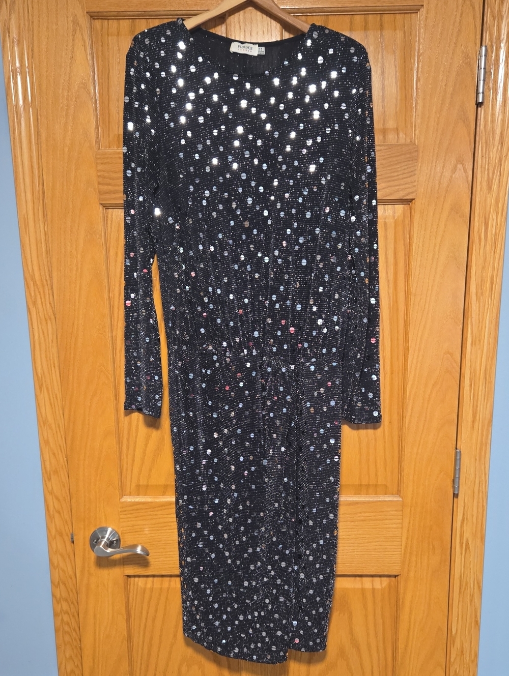 Flounce London Black Dress With Silver Sequins